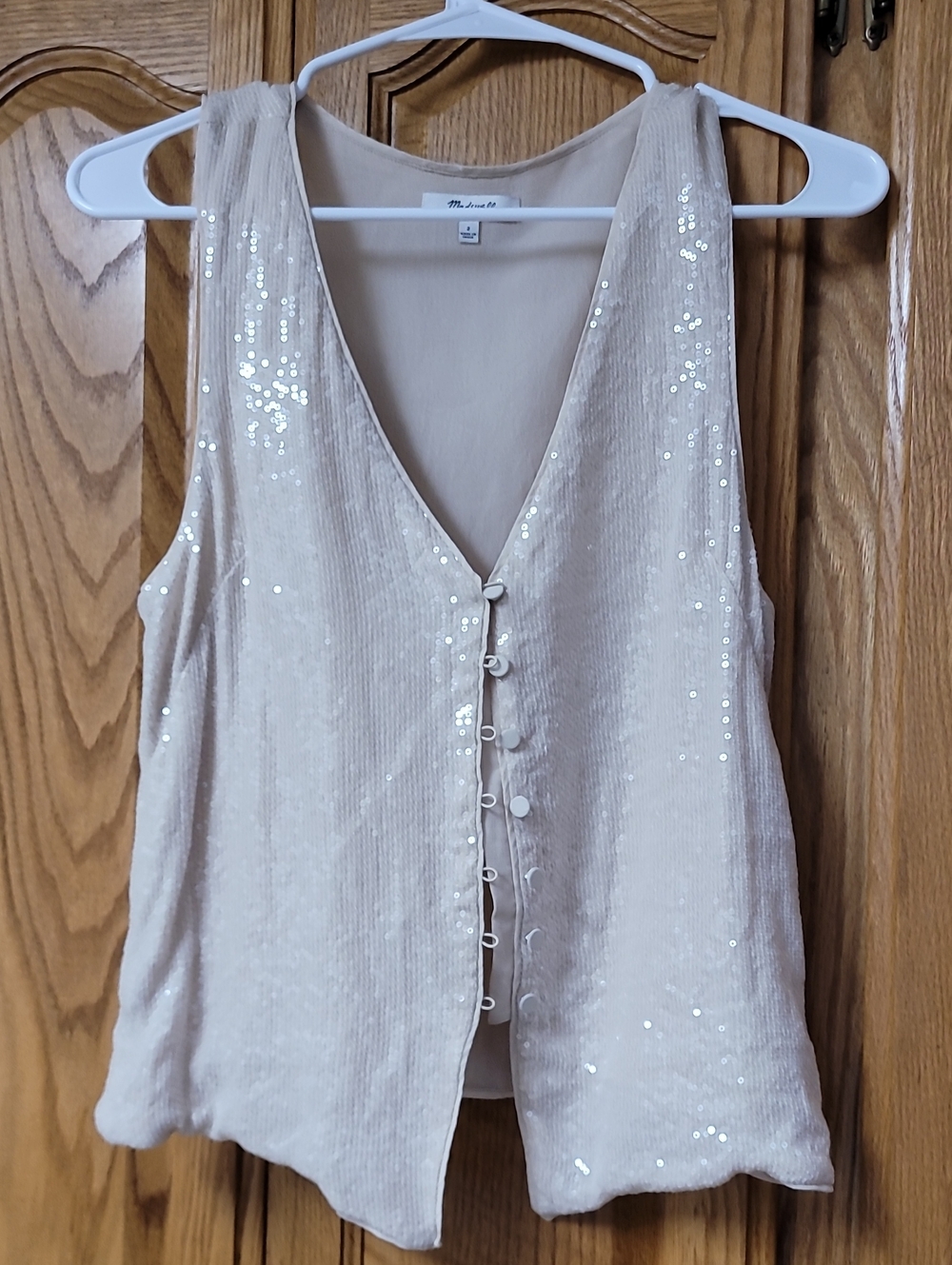 Madewell Cream Sequin V-Neck Tank